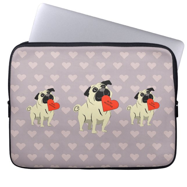 Capa Para Notebook Pug be my Valentine (Frente)