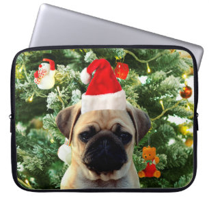 Capa Para Notebook Pug Cachorro Cachorro Pomada em Árvore de Natal Sn