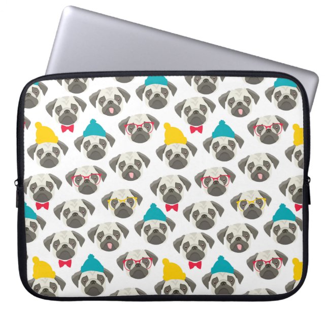 Capa Para Notebook Pug - cachorro fofo no Natal (Frente)