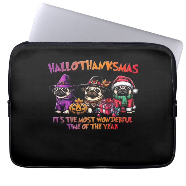 Capa Para Notebook Pug Halloween Ação de Graças Clássico de Natal T-S (Frente)