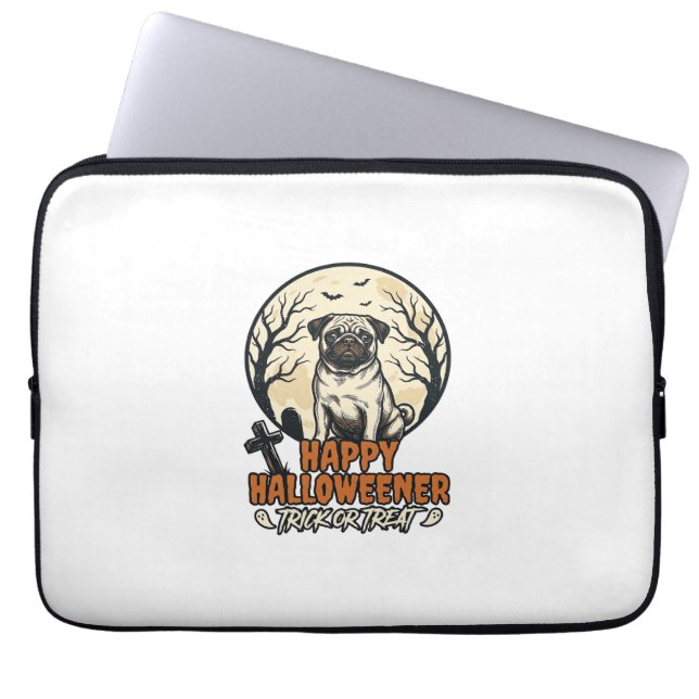 Capa Para Notebook Pug Halloween Doces ou Travessuras Desenho de Grav (Frente)