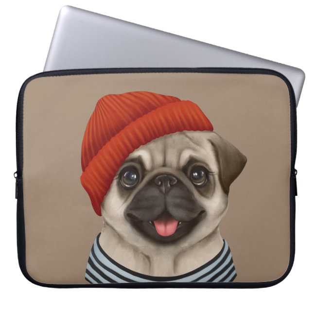 Capa Para Notebook Pug in red hat (Frente)