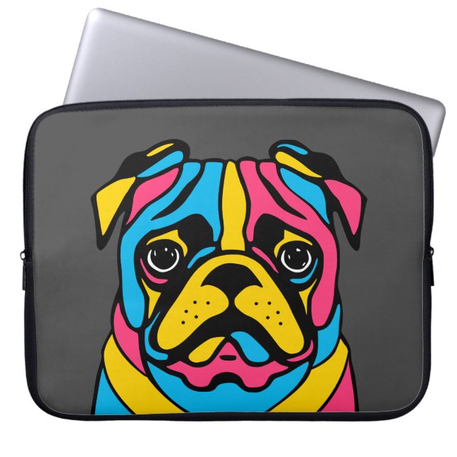 Capa Para Notebook pug personalizável de 3 tons (Frente)