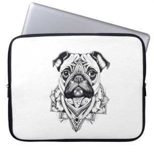 Capa Para Notebook Pug Pet Animal Nature Illustração Arte Tatuagem