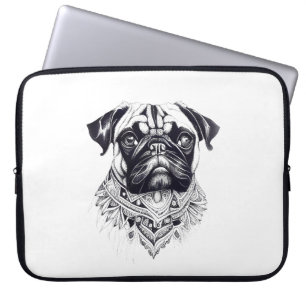 Capa Para Notebook Pug Pet Animal Nature Illustração Arte Tatuagem