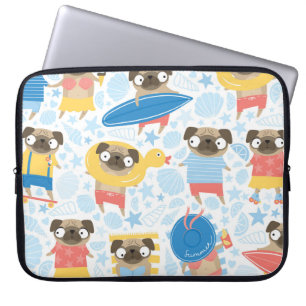 Capa Para Notebook Pugs bonitos nas férias. padrão com o desenho anim