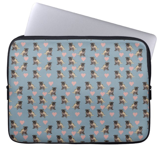 Capa Para Notebook Pugs & hearts (Frente)