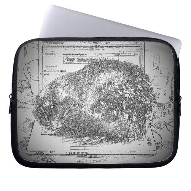 Capa Para Notebook Pulando (superior) Gato Dormindo no Computador (Frente)