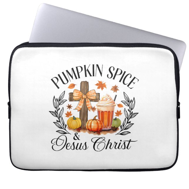 Capa Para Notebook Pumpkin Spice E Jesus Cristo Cruzando Pumpkin Chri (Frente)