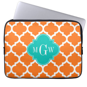 Capa Para Notebook Pumpkin White Marroquino #5 Teal 3 Monograma Inici