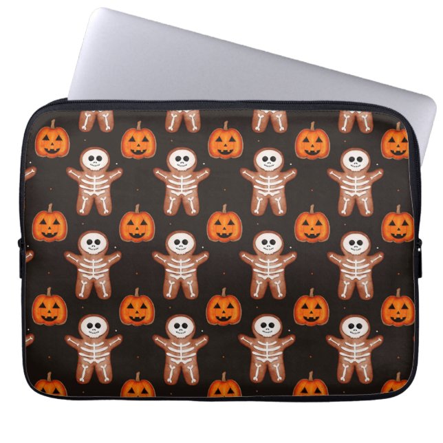 Capa Para Notebook Pumpkins and Skeleton Gingerbread Halloween Design (Frente)