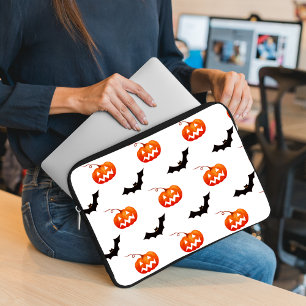 Capa Para Notebook Pumpkins e Morcegos, Truque ou Tratar, Boo