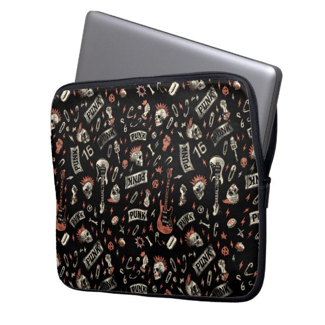 Capa Para Notebook Punk Rock Pattern - Negrito e rebelde (Frente Esquerda)