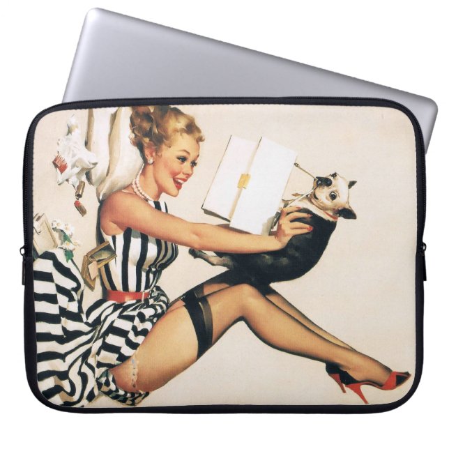 Capa Para Notebook Puppy Lover Pin-up Girl - Retro Pinup Art (Frente)