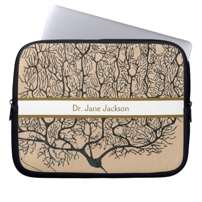 Capa Para Notebook Purkinje Neuron Drawing - Stripe Nome do Médico (Frente)
