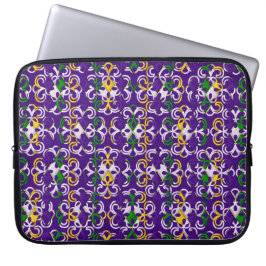 CAPA PARA NOTEBOOK PURPEN GREEN YELLOW MARDI GRAS FLEUR DI LIS