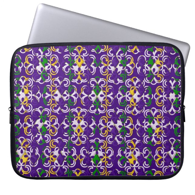 CAPA PARA NOTEBOOK PURPEN GREEN YELLOW MARDI GRAS FLEUR DI LIS (Frente)