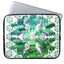 Capa Para Notebook Purple and Blue Snowflakes on an Electronics Bag