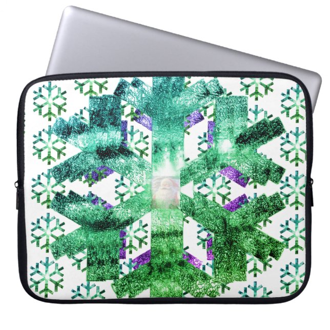 Capa Para Notebook Purple and Blue Snowflakes on an Electronics Bag (Frente)