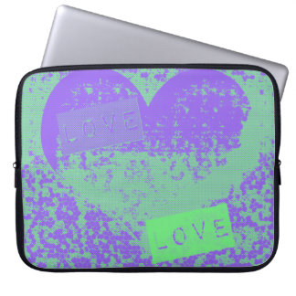 Capa Para Notebook Purple and Mint Retro Heart Design