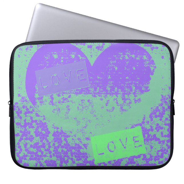 Capa Para Notebook Purple and Mint Retro Heart Design (Frente)