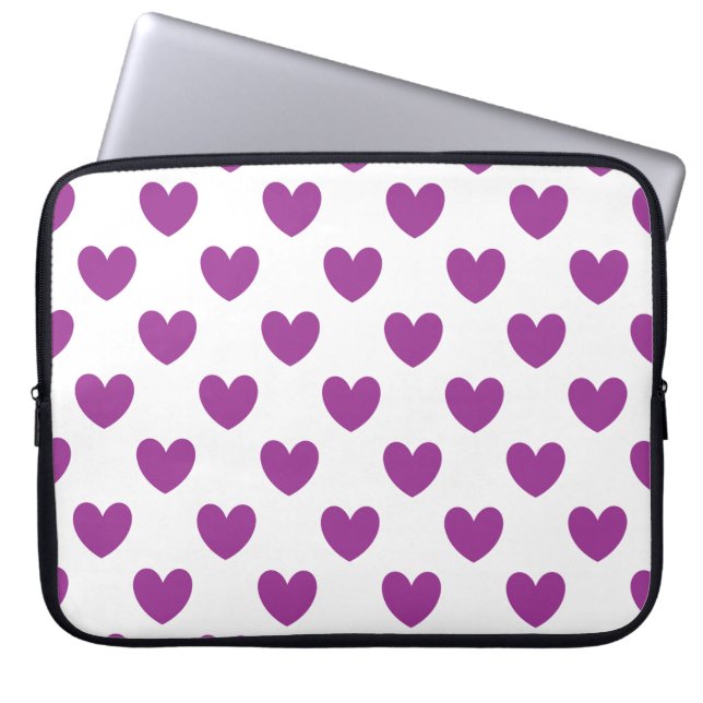 Capa Para Notebook Purple polka hearts on white (Frente)