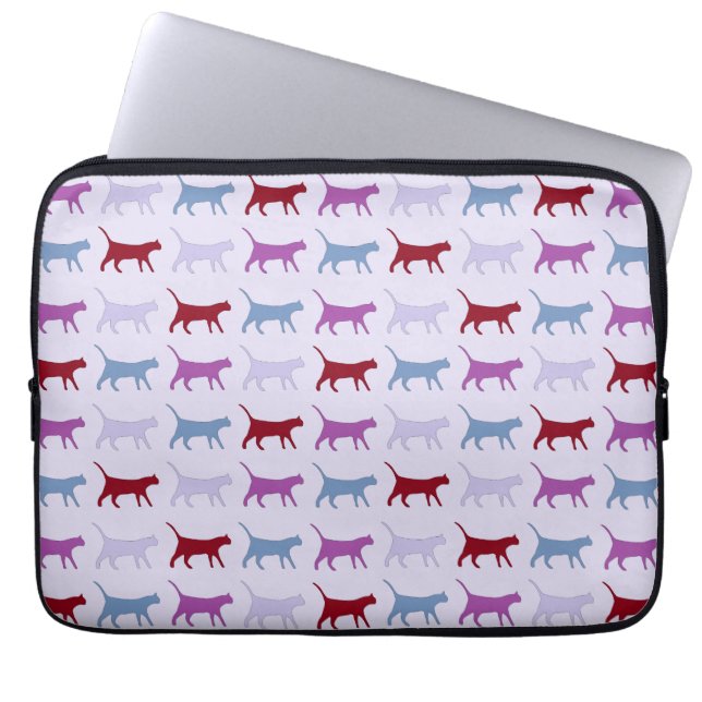 Capa Para Notebook Purple Walking Cat Pattern (Frente)