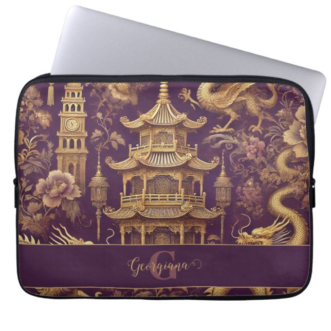 Capa Para Notebook Púrpura Personalizada e Chinoiserie Victoriana Dou (Frente)