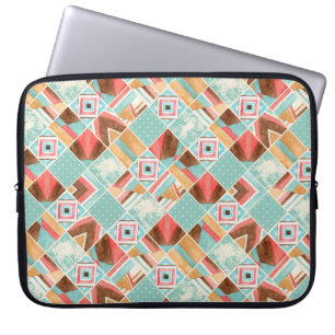 Capa Para Notebook Quadrado de aquarela, fundo geométrico de retalhos