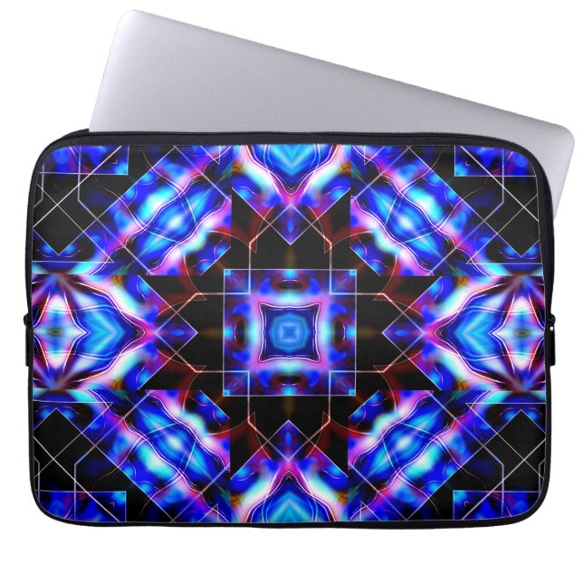 Capa Para Notebook Quadrados azuis com estilo acrílico gradiente, no  (Frente)