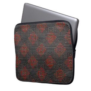 Capa Para Notebook Quadrados ou xadrez castanhos-avermelhados e preto