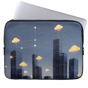Capa Para Notebook Quadro de transmissão inteligente de cidade elegan
