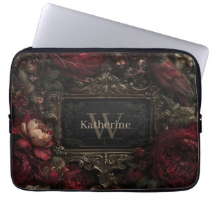Capa Para Notebook Quadro Vitoriano Gótico com Rosas vermelhas Escura