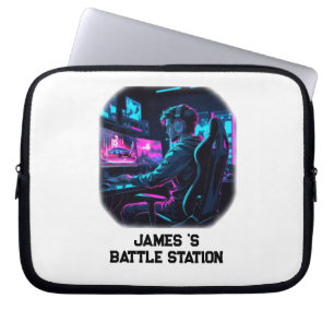 Capa Para Notebook Quarto de Gamer Cyberpunk Neon RGB Nome Personaliz