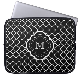 Capa Para Notebook Quatrefoil preto com monograma