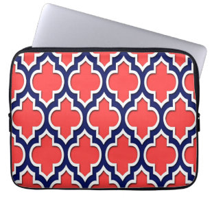 Capa Para Notebook Quatrefol Branco do Marinho Vermelho Coral Marroco