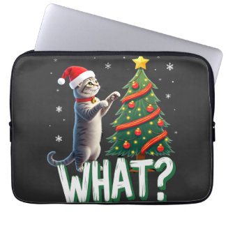 Capa Para Notebook Que Gato Engraçado Empurrando Árvore de Natal Sobr