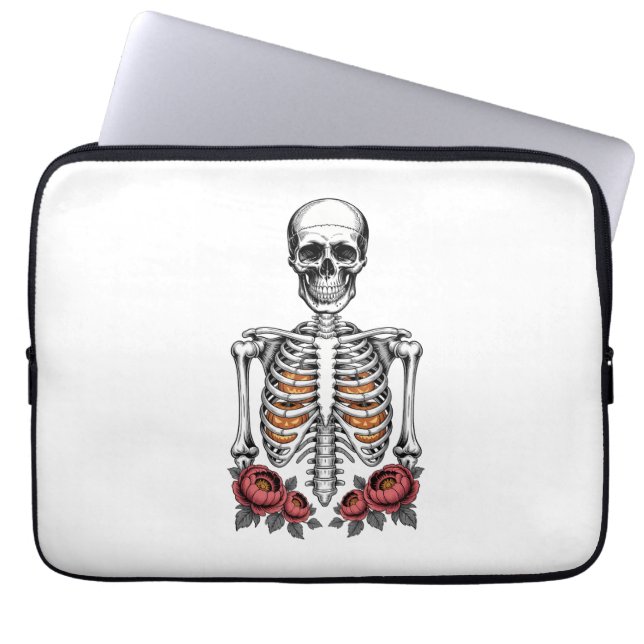 Capa Para Notebook Quebra de Pumpkin Engraçado Skeleton (Frente)