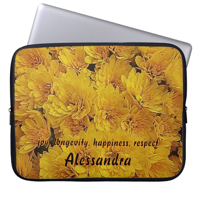 Capa Para Notebook Queda Floral Amarelo Chrysantemus Foto (Frente)