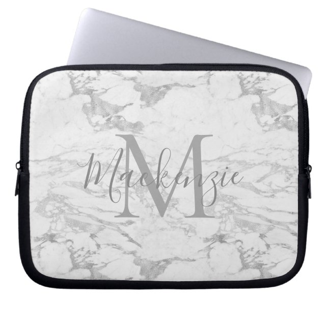 Capa Para Notebook Quic Silver Foil Marble Monograma (Frente)