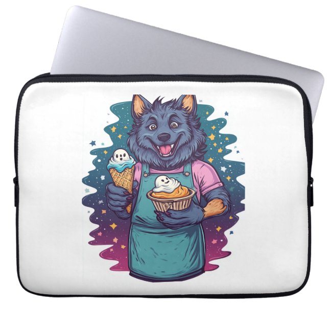 Capa Para Notebook Quiosque de Sorvete de Lobisomem (Frente)