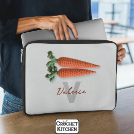 Capa Para Notebook Quirky Amigurumi Minimalist Crochet Carrots Name