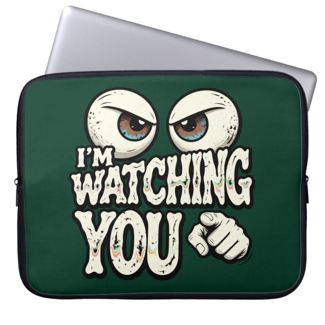 Capa Para Notebook Quirky "I'M WATCHING YOU" Retro Eyes Laptop Sleeve (Frente)