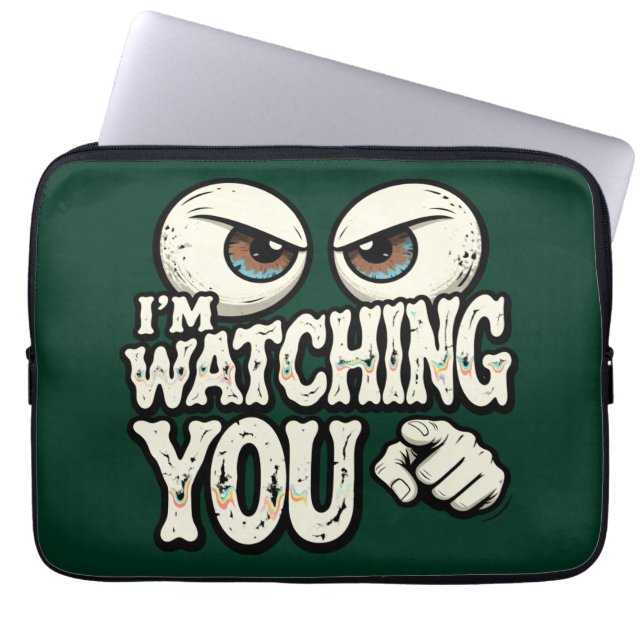 Capa Para Notebook Quirky "I'M WATCHING YOU" Retro Eyes Laptop Sleeve (Frente)