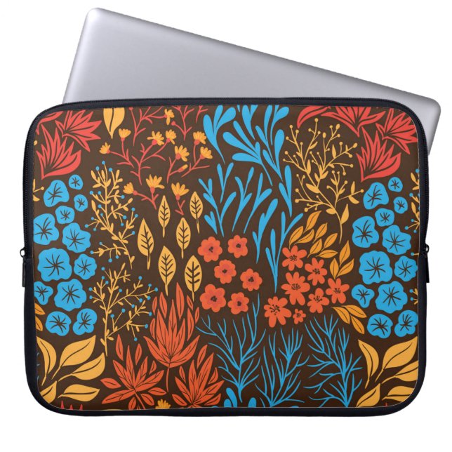 Capa Para Notebook Rabiscos florais escuros (Frente)