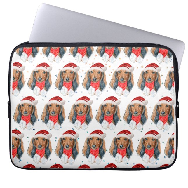 Capa Para Notebook Raça de Cachorro Dachshund Natal (Frente)