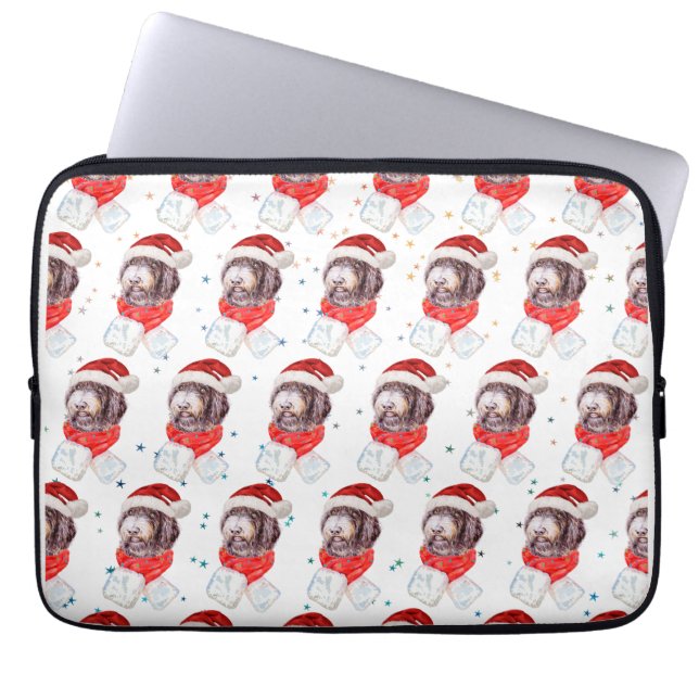 Capa Para Notebook Raça de Cachorro Newfypoo Estrelas de Natal (Frente)