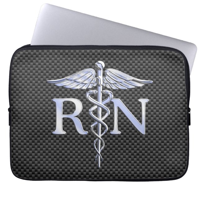 Capa Para Notebook Racy Registered Nurse RN Silver Caduceus Cobras (Frente)