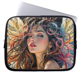 Capa Para Notebook Radiação Celestial - Retrato Anjo Asas Arco-Íris