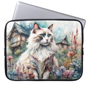Capa Para Notebook Ragdoll Cat no jardim inglês